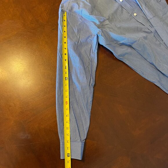 Roundtree & Yorke Blue & White Striped Cotton mens's  Button-Down Shirt M - Picture 13 of 15